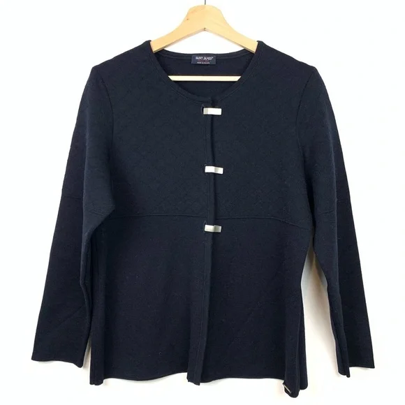 Saint James Cardigan Wool Blue France Sz 12 Metal Clasps Nautical Old Money - Picture 1 of 12